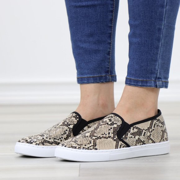 Snake Python Skin Print Fashion Slip On Sneakers Shoes - Picture 14 of 14